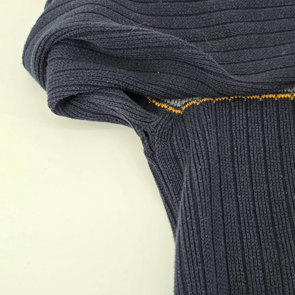 Vintage Aeropostale Sweater Mens Size‎ Medium Navy Henley Knit Ribbed Pullover